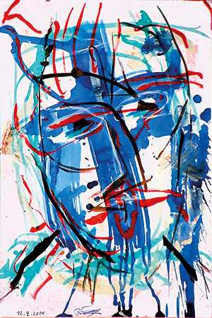 Paul Böckelmann: „fragend“, 12.02.2014 | Acryl,Tusche auf Papier | 30 x 20 cm