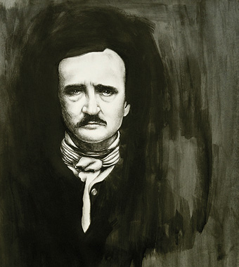 Juan Miguel Restrepo – Edgar Allan Poe, 70 x 50 cm, Flüssiges Grafit, Kohle, Pastellkreide auf Bütten
