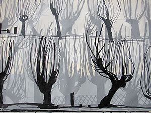 „Aus meinen Gärten – Landschaft“, Tusche auf Papier, 63 x 91 cm, 2013