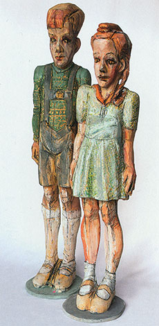 „Leben ist kurz – Annegret und Hans-Joachim 1938“ Holz, farbig gefasst, 150x26x32 cm, 140x38x28 cm, 2007