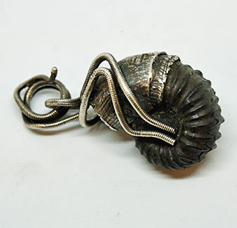 Lutz Podolski - Kephalopode, Ammonit, Chicamocha Kolumbien, 925er Silber, handgeschmiedet, handsigniert