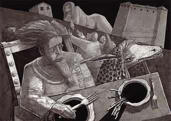 „bad education“, Tusche auf Papier, 40 x 28 cm, 2012